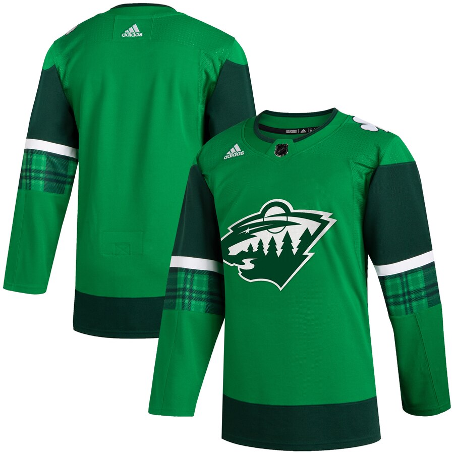 Minnesota Wild Blank Men Adidas 2020 St. Patrick Day Stitched NHL Jersey Green